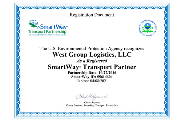 2020 SmartWay Certificate
