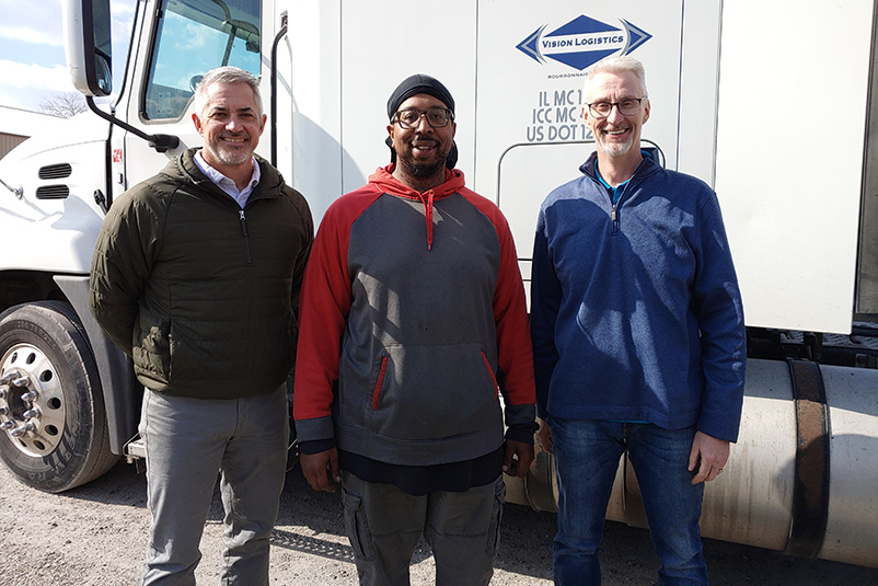 From left to right: VP Tim McGrath, Joe McCoy, Safety Director Earl Goodrich.